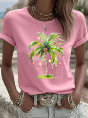 Women's Tropical Palm Christmas Tree T-shirt