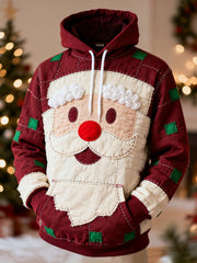 Men's Christmas Santa Claus Patchwork Print Casual Hoodie