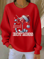 Women's Funny Christmas Santa's Favorite Hot Mess Casual Sweatshirt
