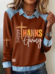 Women's Autumn Thanksgiving Printed Long Sleeve Top