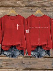 Women's Jesus The Way The Truth The Life John 14:6 Christian Cross Sweatshirt