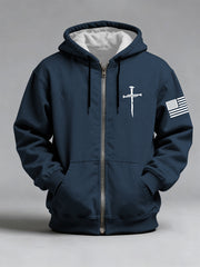 Men's Jesus The Way The Truth The Life John 14:6 Christian Cross Print Zip-Up Hoodie