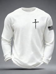 Men's Jesus The Way The Truth The Life John 14:6 Christian Cross Waffle Long Sleeve T-Shirt