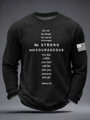 Men's Christian Be Strong and Courageous Cross Waffle Long Sleeve T-Shirt