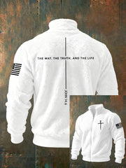 Men's Jesus The Way The Truth The Life John 14:6 Christian Cross Zipper Flannel Hoodie