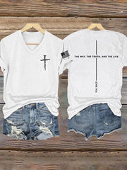 Women's Jesus The Way The Truth The Life John 14:6 Christian Cross Short Sleeve T-Shirt