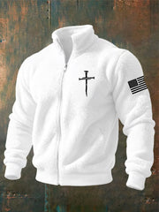 Men's Jesus The Way The Truth The Life John 14:6 Christian Cross Zipper Flannel Hoodie