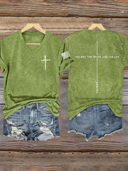 Women's Jesus The Way The Truth The Life John 14:6 Christian Cross Short Sleeve T-Shirt