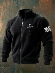 Men's Jesus The Way The Truth The Life John 14:6 Christian Cross Zipper Flannel Hoodie