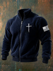 Men's Jesus The Way The Truth The Life John 14:6 Christian Cross Zipper Flannel Hoodie