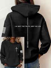 Women's The Way And The Truth And The Life John 14:6 Small Checkered Hoodie