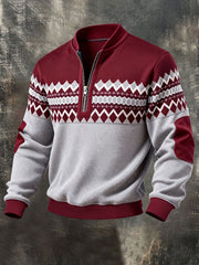 Men's Vintage Printed Zip-Up Jacket