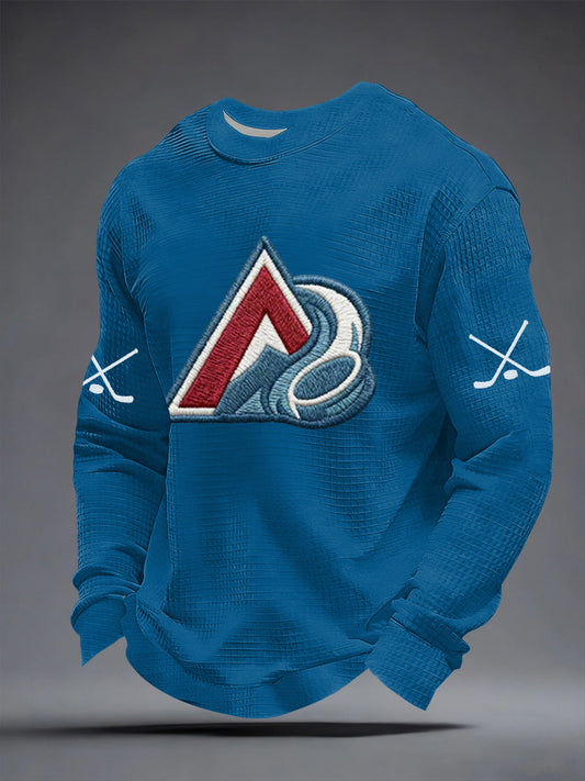 Men's Ice Hockey Print Casual Waffle Sweatshirt