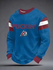 Men's Ice Hockey Print Waffle Long Sleeve Sweatshirt