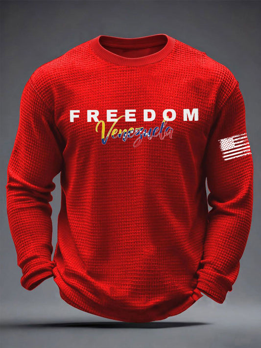 Men's Freedom Venezuela Printed Waffle Long Sleeve T-Shirt