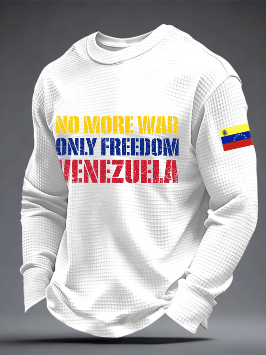 Men's No More War Only Freedom Venezuela Waffle Top