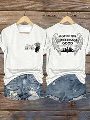 Women's Justice For Renee Nicole Good V-Neck Tee