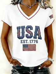Women's USA V-Neck T-Shirts