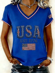 Women's USA V-Neck T-Shirts