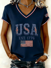Women's USA V-Neck T-Shirts