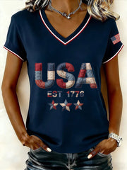 Women's USA 1776 V-Neck T-Shirts