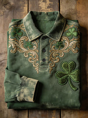 Men's St. Patrick's Day Printed Casual Button-Up T-Shirt