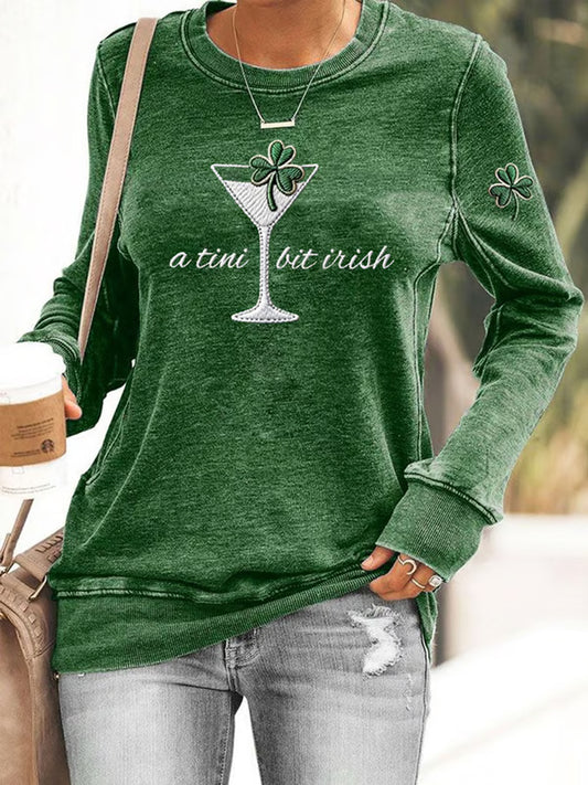 Women's St. Patrick's Day Shamrock A Tini Bit Irish Sweatshirt