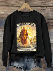 Women's Walk For Peace Monks With Aloka The Peace Dog Printed Sweatshirt