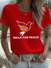 Women's Walk For Peace Printed T-shirt