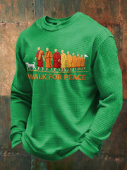 Men's Walk For Peace Printed Waffle Long Sleeve Sweatshirt