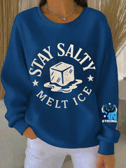 Women's Stay Salty Melt ICE Ribbed Round-Neck Sweatshirt