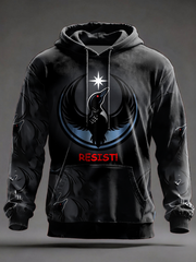 Men's The Loon Platoon Rebel Alliance Resist Printed Oversized Drop-Shoulder Hoodie with Pockets