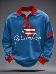 Men's Puerto Rico Flag Printed Casual Tops