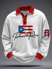 Men's Puerto Rico Flag Printed Casual Tops