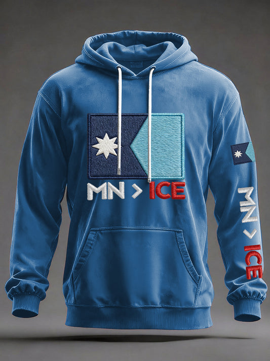 Men's Minnesota No ICE Oversized Drop-Shoulder Hoodie with Pockets