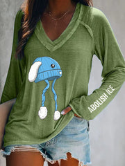 Women's Abolish ICE Print V-Neck Long-Sleeve T-Shirt