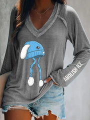Women's Abolish ICE Print V-Neck Long-Sleeve T-Shirt