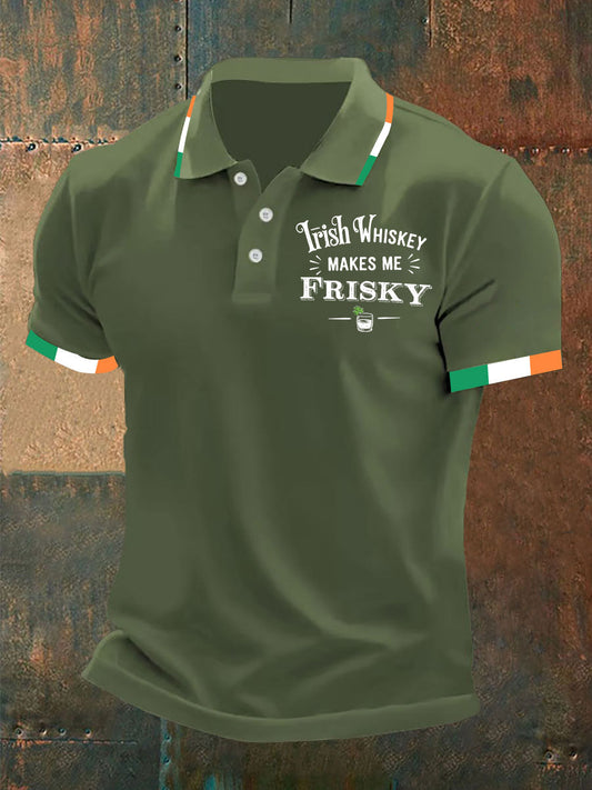 Men's St. Patrick's Day Irish Whiskey Makes Me Frisky Printed Shirt