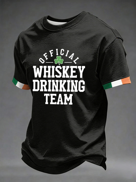 Men's St. Patrick's Day Official Whiskey Drinking Team Printed T-shirt