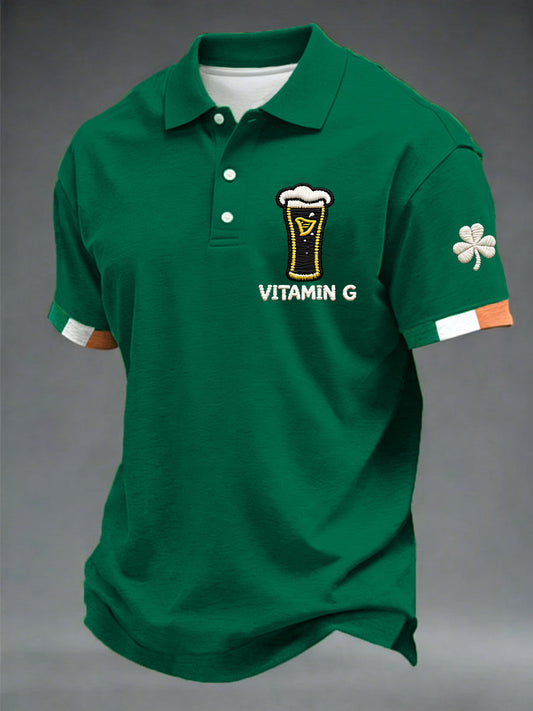 Men's St. Patrick's Day Vitamin G Shamrock Art Print Short Sleeve Top
