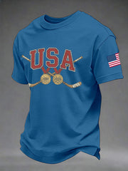 Men's American Hockey Print Casual T-Shirt