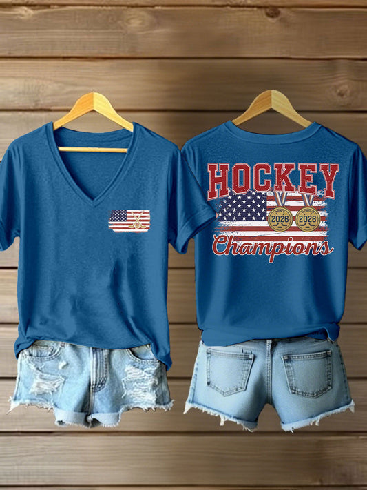 Women's Hockey Print Casual T-Shirt