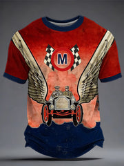 Men's Retro racing oil Printed T-shirt