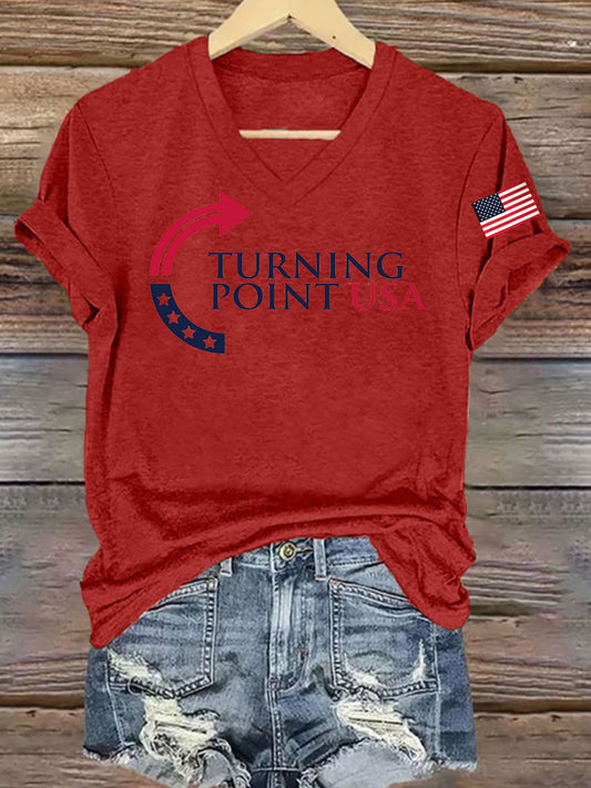 Women's Charlie Kirk Turning Point USA Trump Commemorative T-Shirt