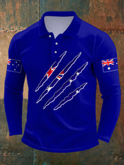 Men's Australian Flag Print Casual Long Sleeve Top