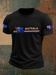 Men's Australian Flag Print CasualShort Sleeve T-Shirt