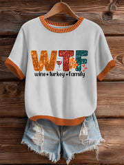 Women's Wine Turkey Family Short-sleeved T-shirt