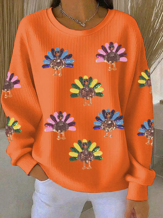 Women's Thanksgiving Turkeys Art Print Casual Top