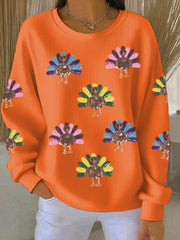 Women's Thanksgiving Turkeys Art Print Casual Top