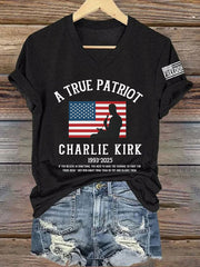 Women's A True Patriot R.I.P Charlie Kirk V-Neck Tee